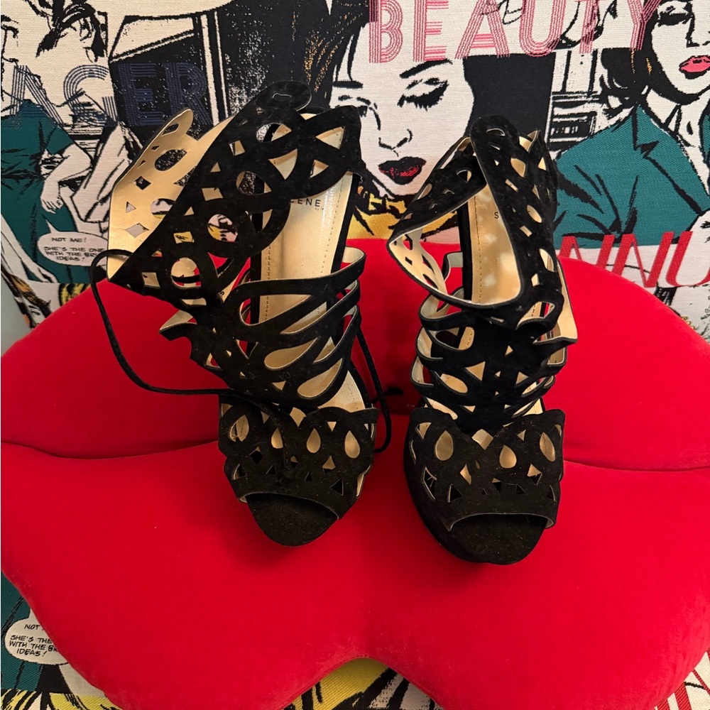 Chic Black Cutout Women's Heels